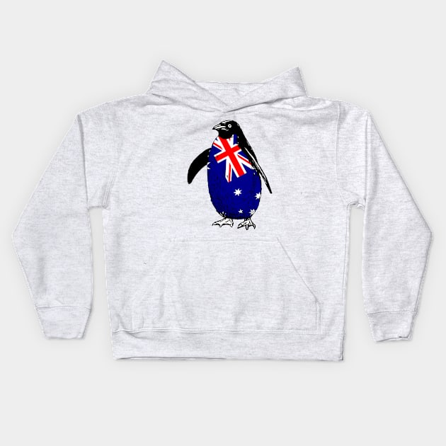 Australia Penguin Flag of Australia | Vintage Penguin Supporting Australia Kids Hoodie by Mochabonk